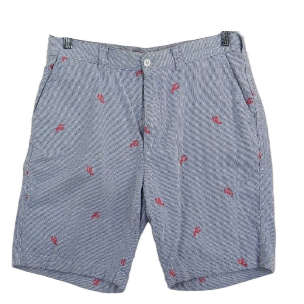 Cremieux Seersucker Lobster Shorts Men's Size 32 Blue White 100% Cotton